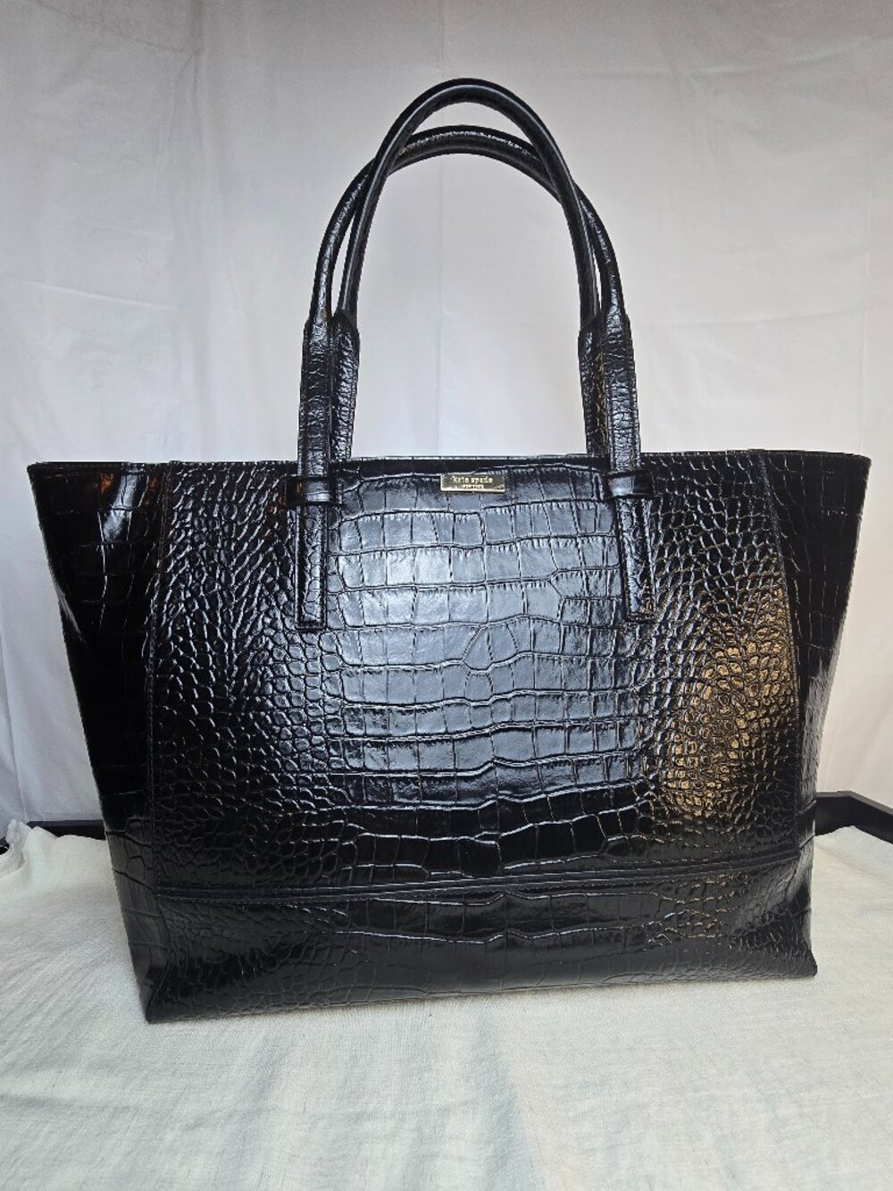 Kate Spade Bedford Riverside Exotic Crocodile Embossed Tote Bag in Black